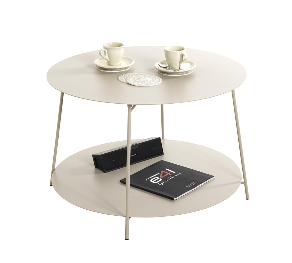 HAKU Tavolino rotondo grigio cashmere in metallo, tavolino da divano rotondo piccolo - Dimensioni: A 40 x Ø 65 cm Stile: Moderno