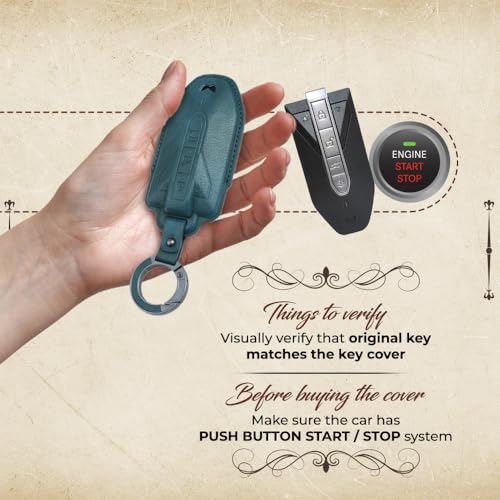 Image of Keyzone Vintage Leather Key Cover for Mahindra XUV 7XO, BE 6, XEV 9E, XEV 9S, BE 6 Formula E Edition, BE 6 FE (6-Button Smart Key) (Blue)