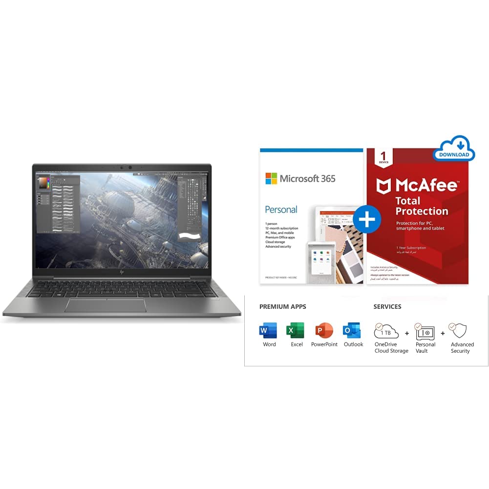 Hp Zbook Firefly G8 14" Mobile Workstation Laptop Intel Evo Edition Intel® Core™ I7 1165G7 Up To 4.7Ghz 16Gb Ddr4 512Gb Ssd Intel® Iris® Xᵉ Graphics, Silver & Microsoft 365 Personal + Mcafee