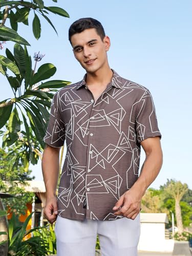 Image of Thomas Scott Mens | Half Sleeve | Embroidered Printed | Regular Fit | 100% Cotton | Casual Shirts