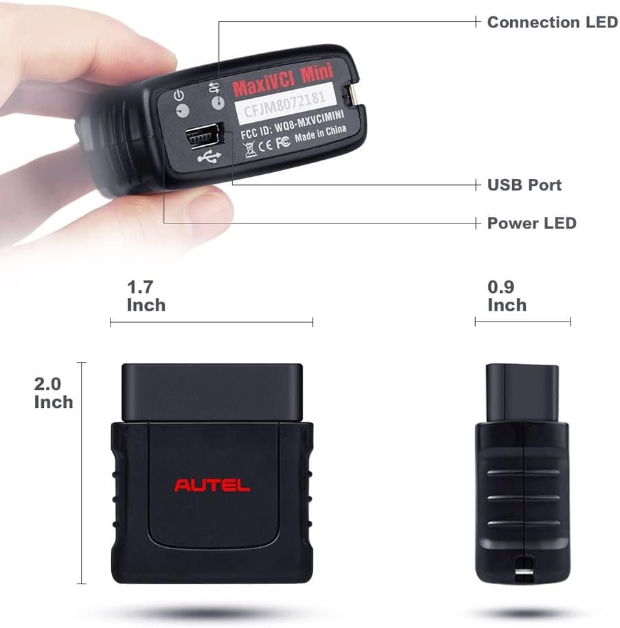 Autel MaxiVCI VCI Mini Wireless Bluetooth Diagnostic Vehicle Communication Interface Connector Compact Auto OBD2 Scanner for MK808BT MK808TS MX808TS MP808TS TS608 MS906S Oil Reset EPB BMS SAS TPMS