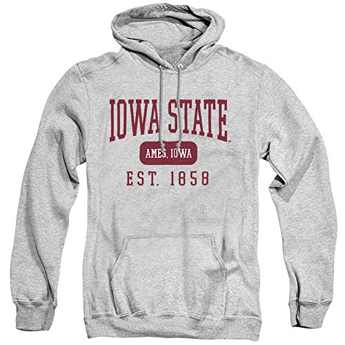 Iowa State University CyclonesOfficial Founded Date Unisex Adult Pull-Over Hoodie, Athletic Heather, Large