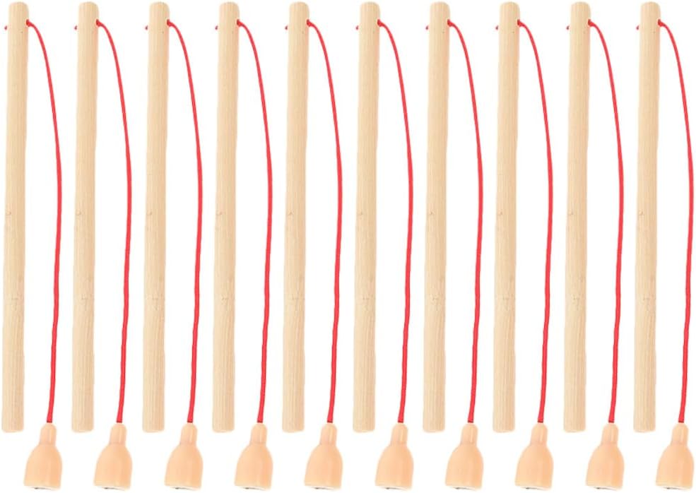 10Pcs Wooden Fishing Poles for Kids - Wooden Fishing Rods with Hooks Educational Toy for Age of 3,4,5,6 Year Old Kids, Boys & Girls - Christmas Game Toy Presents for Birthday Party