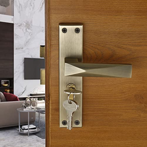 Image of LAPO Mortise Door Lock for Home Main Door & Bedroom with Handle | Left-Right Fit 30-50mm Door Home Office Hotel | 3 Brass Keys | Heavy-Duty 60mm Cylinder | 45x45mm Body | Antique Finish | CY-131