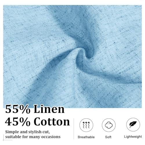 Linen Men’s Suits Slim Fit 3 Piece Blazers Jackets Vest Pants Linen Suit Set for Men Groom Wedding Outfit Light Blue XL2