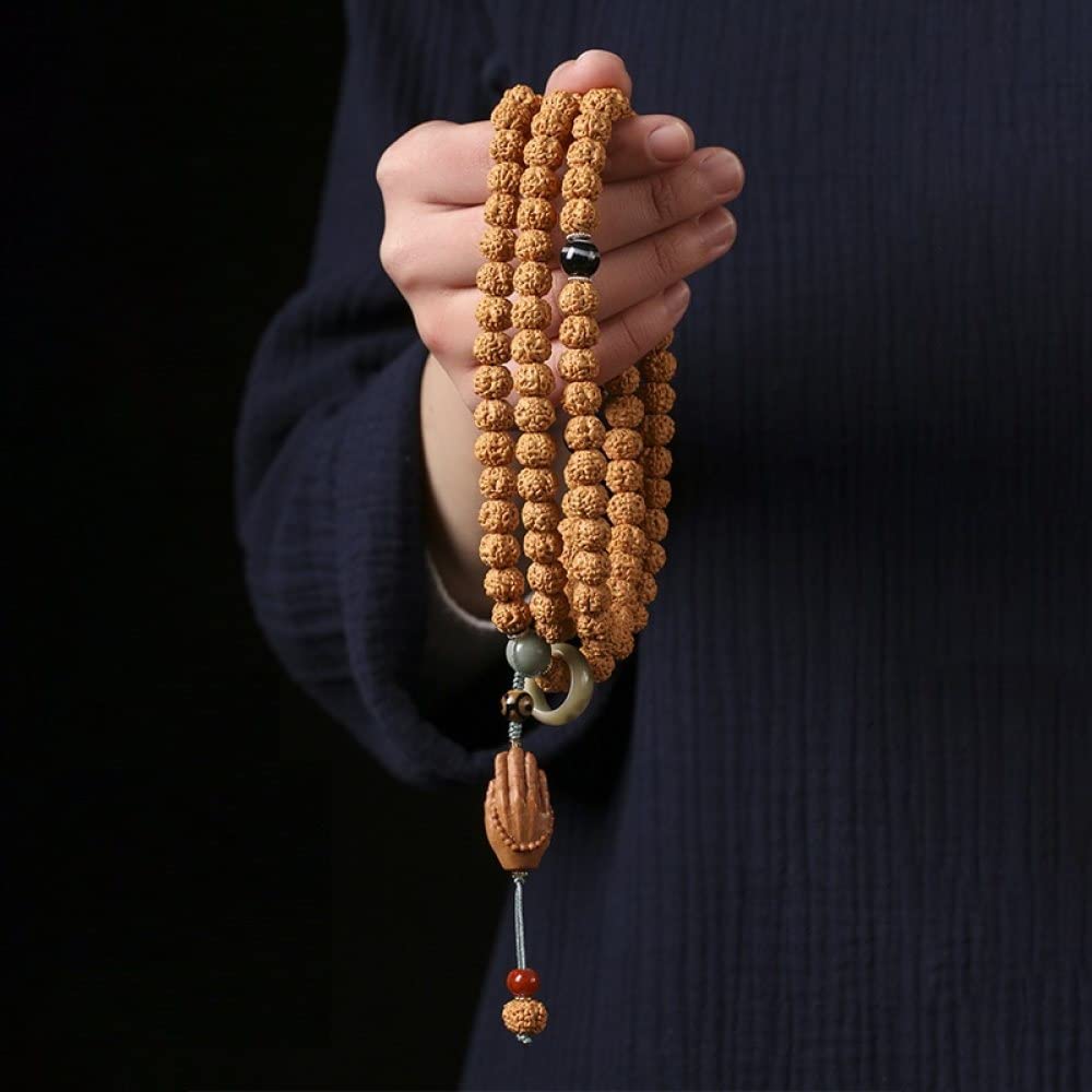 Natürliches Stretch-Armband Für Perlen-Armband, Natürliches Bodhi 108 Buddha-Armband Für Damen Und Herren, Kristall-Sandelholz-Holz Geschnitztes Fushou-Buddha-Perlenarmband Für Glücksstein-Armb