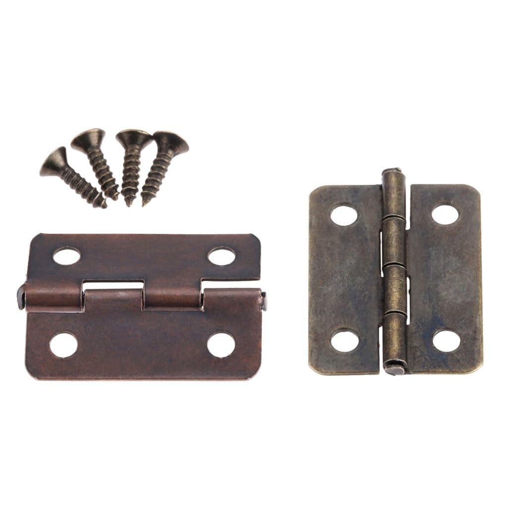 10 Stück antike Schrankscharniere, Möbelzubehör, Boxen, dekoratives Scharnier, Möbelschränke, 25 x 18 mm (E)