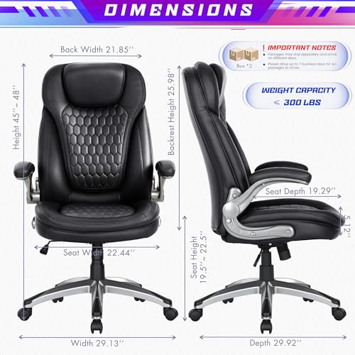 Image of COLAMY Executive Office Chair with Thick Bonded Leather (Black-6686, Set of 2)
