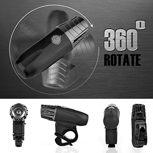 HeeBin Two Bike Light Set - USB Rechargeable And Waterproof Ultra Bright Led Front Light and 6 Modes LED Bike Tail Light Set ,Easy To Install For Cycling Safety Flashlight