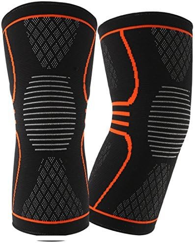 EveShine Knee Compression Sleeve (1 Pair), Best Compression Knitted Knee Support Brace with Gel Strips for Running, Sports, Jogging, Basketball, Injury Recovery for Men & Women - XL