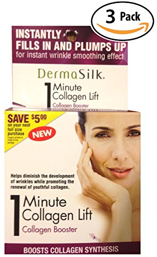 Dermasilk 1-minute Collagen Lift. Instantly Fills in and Plumps Up. Value Pack of 3x .25oz Treatments. Boosts Collagen to Help Diminish the Development of Wrinkles. Packaging May Vary.