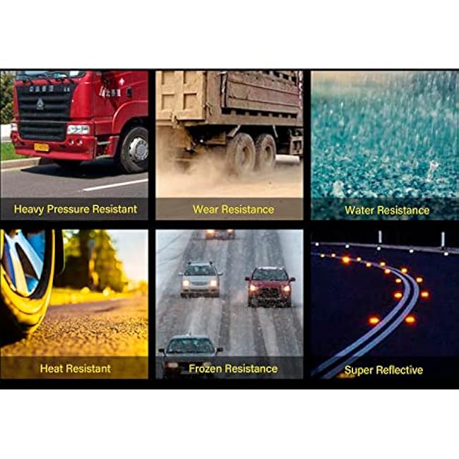 Wokyo Solar Power Road Reflector Waterproof Outdoor Warning Step Lights for Driveway Sidewalk Garden Pathway Yard (4* Blue, Flashing)