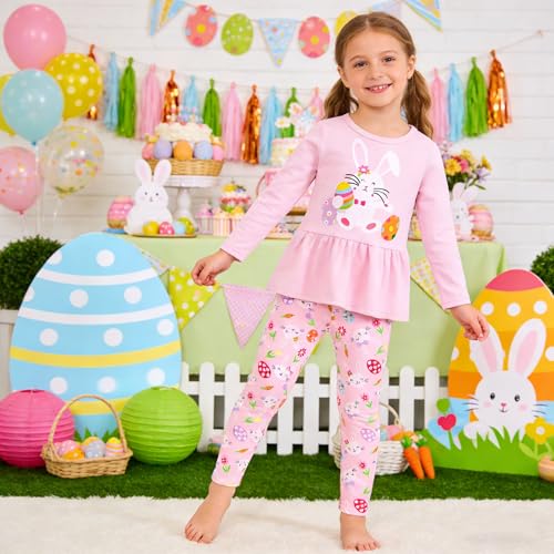 Image of Little Girls Outfits 2 Piece Toddler Long Sleeve Sweatshirt Leggings Pants Fall Winter Clothing Set 2-10 Years
