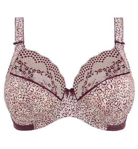 Elomi Lucie Banded Stretch Lace Plunge Underwire Bra (4490),36G,Wild Thing3