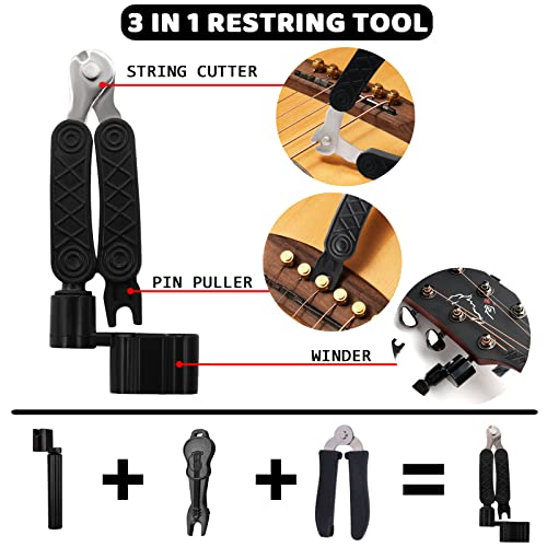 Anvin Acoustic Guitar Accessories Kit Including Acoustic Guitar Strings, Tuner, Guitar Capo, 3-In-1 Restring Tool, Guitar Picks, Pick Holder, Bridge Pins, Guitar Nuts Saddles, Finger Picks (53 Pcs) #TOP3