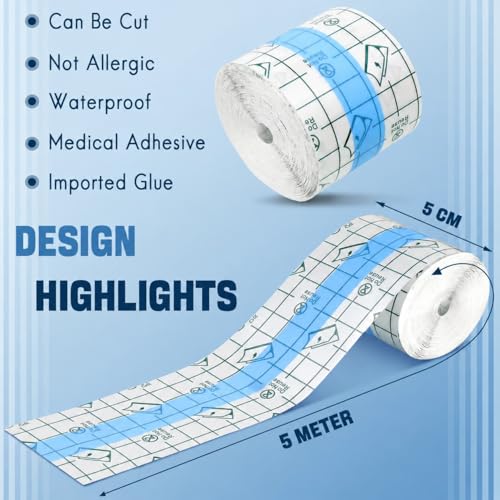 Image of Gadget Deals- waterproof bandage | tape | waterproof bandage for stitches | surgical tapewaterproof | transparent tape for Shower Tattoos(5cm*5m)