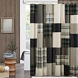 Woolrich Winter Hills Cotton Shower Curtain, Plaid Lodge/Cabin Shower Curtains for Bathroom, 72 X 72, Tan