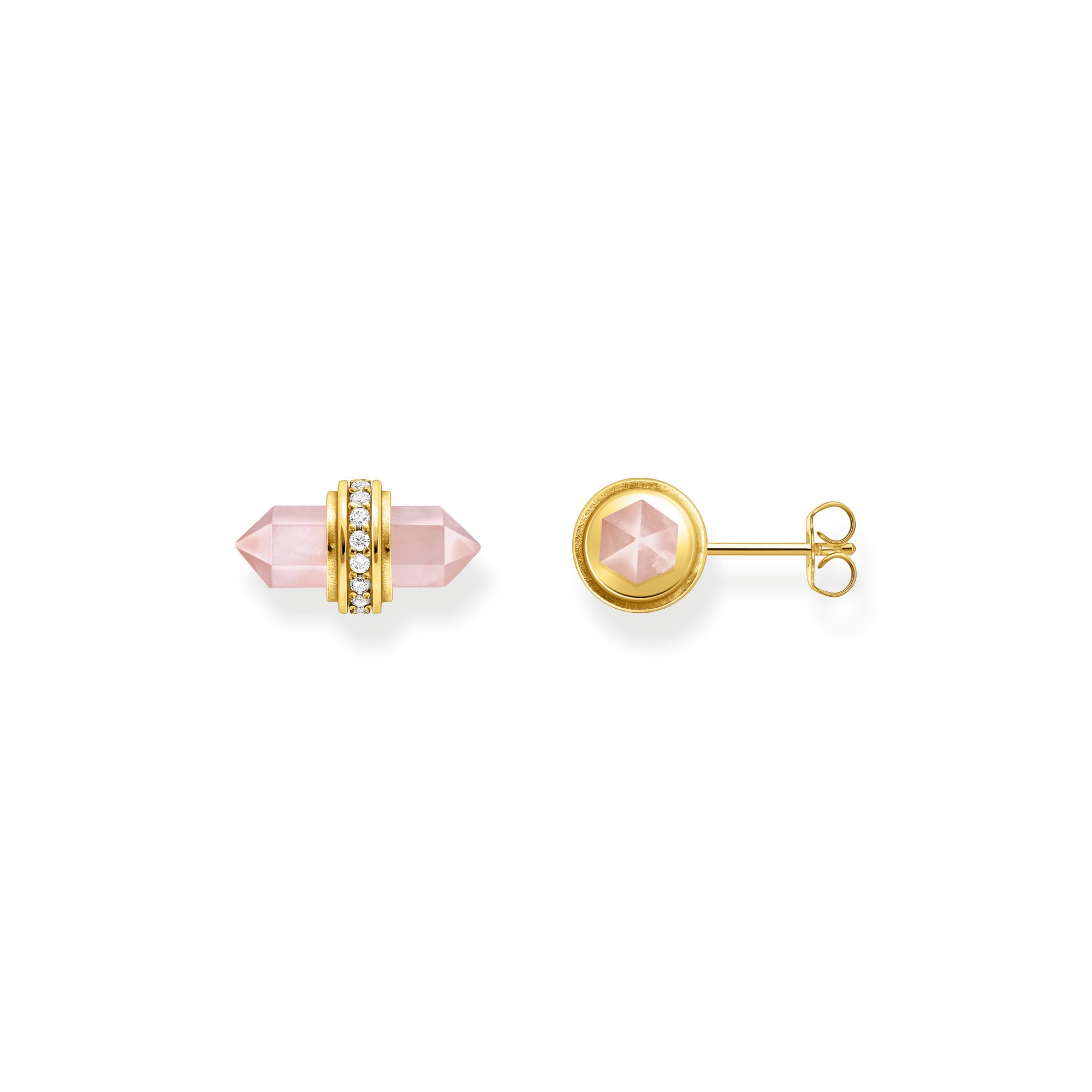 THOMAS SABO Ohrstecker mit rosa Onyx Kristall vergoldet 925 Sterlingsilber, 750 Gelbgold Vergoldung