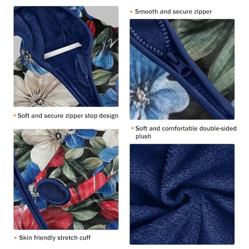 Watercolor Floral Girls Fleece Jacket Girls Fall Jacket Girls Zip Up Hoodie Girls Sherpa Jacket 2-10T3