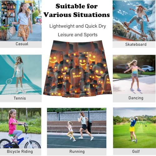 visesunny Girl's Golf Skirt Athletic Death Jar Lamp Tennis Skort Sport Activewear with Double Layer Pockets4