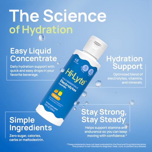 Image of Hi-Lyte Daily Essentials Electrolytes Liquid Mix, Tropical, 48 Servings | Zero Sugar, Non-GMO, Vegan, Gluten-Free, No Maltodextrin, Keto-Friendly, Blended in USA