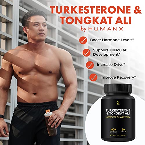 Humanx Turkesterone & Tongkat Ali 900Mg - Supports Energy, Stamina, And Muscle Recovery And Growth - Turkesterone Supplement - Tongkat Ali Supplement - Long Jack Extract (Eurycoma Longifolia) #TOP2