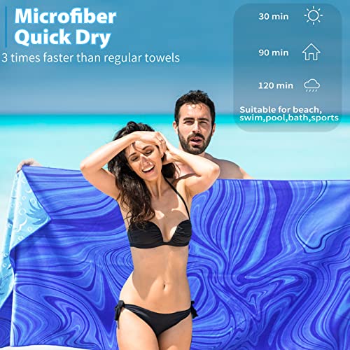 2 Pack Microfiber Thin Beach Towel Lightweight 71x32 Oversized Extra Large Sand Free Towels Quick Dry for Travel Pool Yoga Gym Sports Beach Accessories Vacation Essential Gift - Thumbnail 4