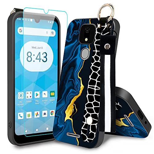 Pusiikeer For Ans Artia Ack2326 Phone Case,Fashion Marble Pattern Wrist Strap Stand Case With Tempered Glass Screen Protector Wristband Bracelet Phone Case For Ans Artia Ack2326 - Mirage #TOP28