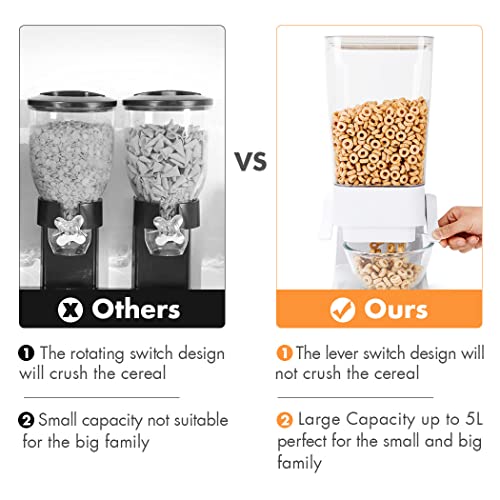 Conworld Cereal Dispenser Countertop, Candy Dispenser, Big Dry Food Cereal Dispenser, Not Easy To Crush Food, Can Hold Cereal, Small Snack, For Home Office Hotel Commercial Bar, White (5000Ml) #TOP4