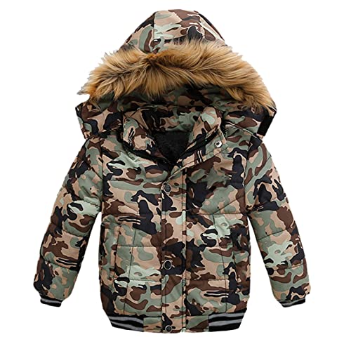 Toddler Kids Baby Boys Fleece Lined Down Jacket Removable Hooded Coat Warm Thicken Windproof Outerwear for 1~5T