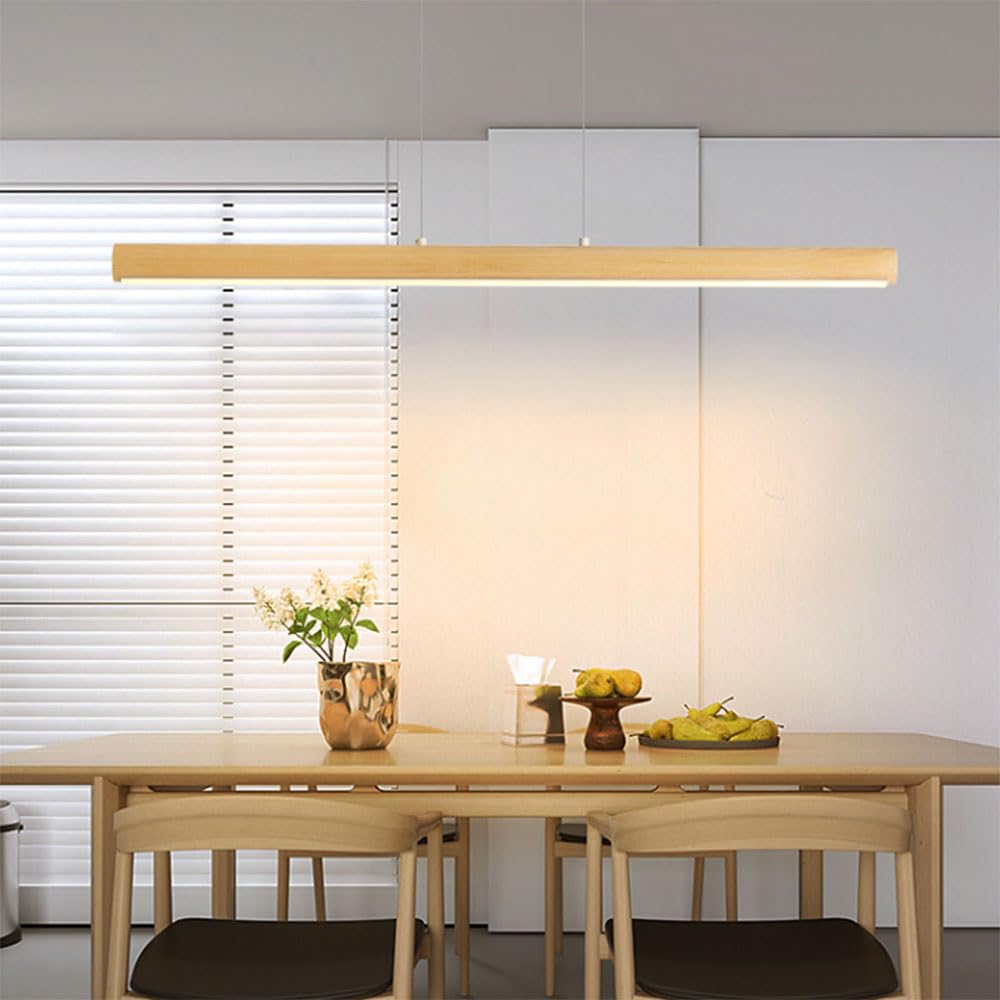 KXEcoLife Ceiling Pendant Light Fixture Strip Log LED Chandelier Dimmable Modern Hanging Lamp Nordic Decoration fore Room Bar Pavilion Clubhouse