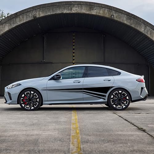 Image of TOMALL 2Pcs 70'' Sports Racing Stripe Sticker for Car Body Door Side Skirt Bumper Stripe Graphic Vinyl Decal Decoration for All Cars SUV Truck Vehicles Universal Auto Stickers Accessories (Black)