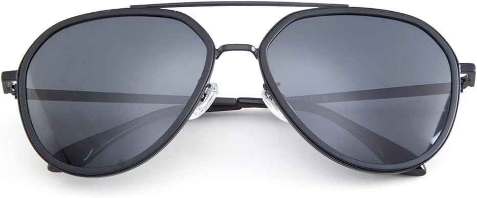Mens Classic Aviator Polarized Lens Double Frame Fashion Sunglasses(Matte Black)