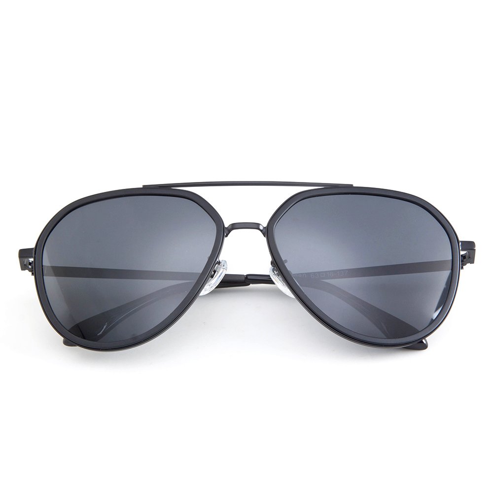 Mens Classic Aviator Polarized Lens Double Frame Fashion Sunglasses(Matte Black)