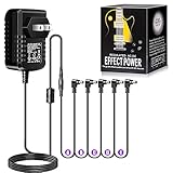 Pigtone Guitar Pedal Power Supply Adapter 9V DC 1A(1000mA) Tip Negative 5 Way Daisy Chain Cables for...