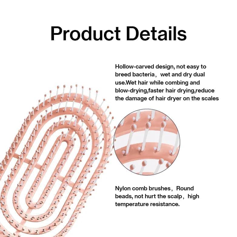 Image of Premium 3D Detangling Hair Brush for Women & Men- Anti Hair Fall Comb for Curly, Wavy & Straight Hair | Hair Straightening Brush, Wet & Dry Styling Brush | Scalp Massager, Frizz Control & Tangle Free Grooming Brush (Pink)