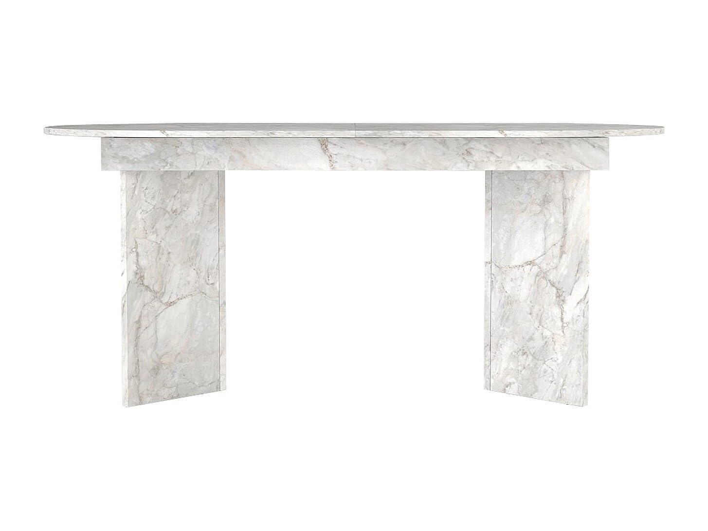 Vente-unique - Table à Manger Extensible 6 à 10 Personnes - Effet marbre Blanc - TOPANIA