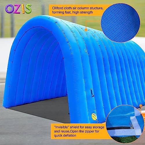 Image of OZIS 16FT Inflatable Tunnel Sports Tunnel Entrance with Installed Blower Inflatable Tunnel Tent for Business Advertising Event Exhibition Promotion,Street,Shop,Supermarket,School(Blue, 16x10x10ft)