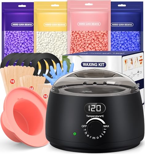 Waxing Set Wachs Haarentfernung Gesicht Körper: Wax Maschine Wachswärmer mit Silikon-Schale, 400g Wax zur haarentfernung, Warmwachs haarentfernung set