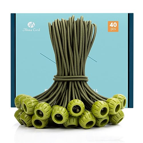 Abma Cord Bungee Cords with Balls 40Pcs x 20cm Bungee Ties with Ball Heavy Duty Tarpaulin Ball Bungee for Tarpaulin Tent