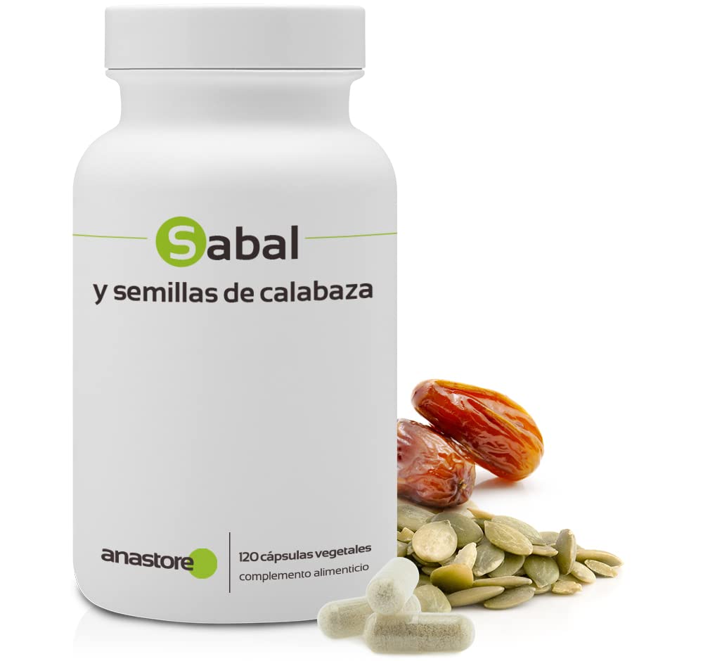 SABAL PALMETTO Y PEPITAS DE CALABAZA * 440 mg / 120 cápsulas vegetales * 100 % natural * Benéfico para la próstata y el sistema urinario * Fabricado en Francia * Calidad controlada por certificado de análisis *