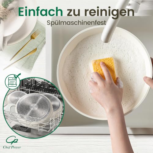 Chef Power 19-teilig Pfannenset Topfset mit abnehmbaren Griffen, Titan-Keramik-Antihaft Kochgeschirr Set, Pfanne 24/28cm… – Ansicht 5