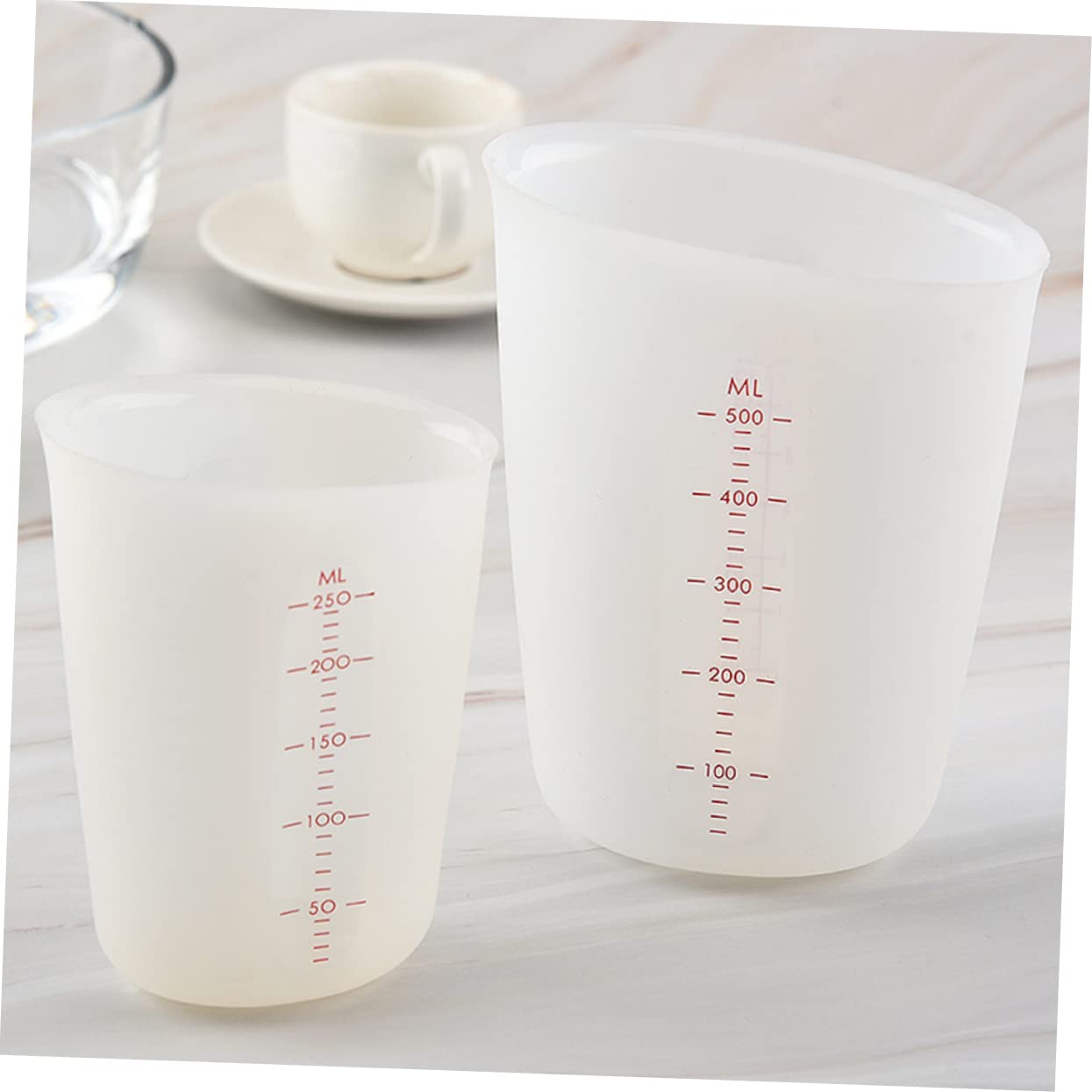 PRETYZOOM 6 Pièces gobelet doseur tasses à mesurer souples pot à mesurer verre mesureur measuring cups résine epoxy transparente gobelet en silicone récipient à liquide avec graduations