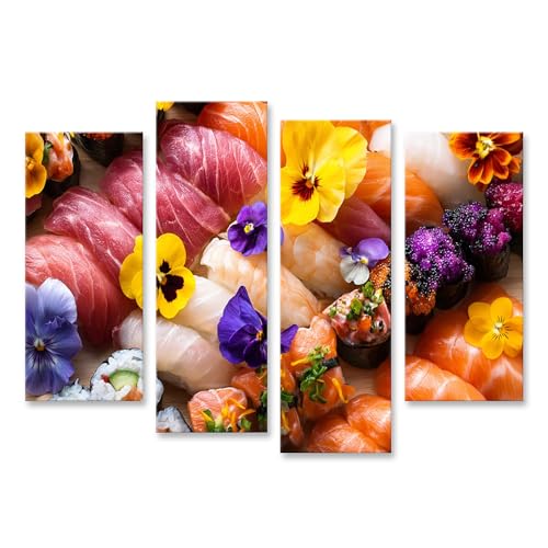 Art Sushi exquis : tableau déco 4 pièces islandburner pour salle à manger