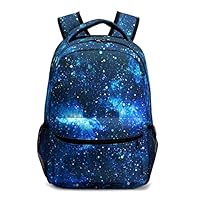 Kwlegh Dark Blue Galaxy Backpack for Kids Girls Navy-blue Universe Space Elementary School Bag Lightweight Starry Sky Child Primary Bookbags Durable Laptop Backpacks for Travel Hiking