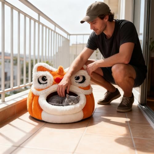 Tunnel confortable pour chat lit lion chaud et isolant intérieur