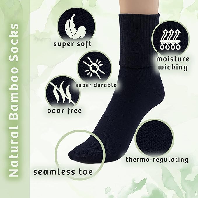 Image of Silky Toes Womens Soft Rayon from Bamboo Socks | 3-6 Pairs Breathable Seamless Toe Crew Socks | Casual Dress Womans Socks