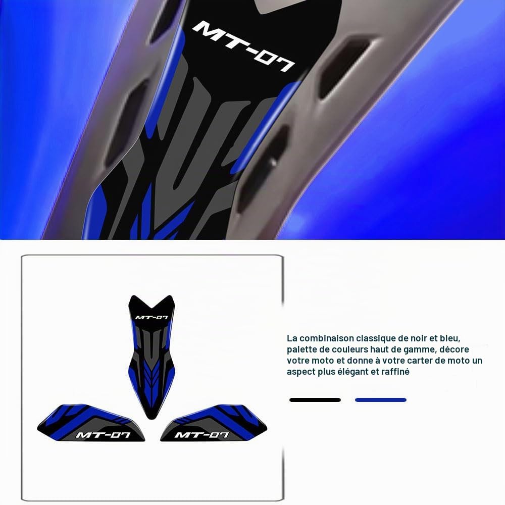 Accessoires pour moto, autocollant en résine gel 3D imperméable antidérapant pour réservoir latéral pour MT-07 MT07 MT 07 2025 (noir)