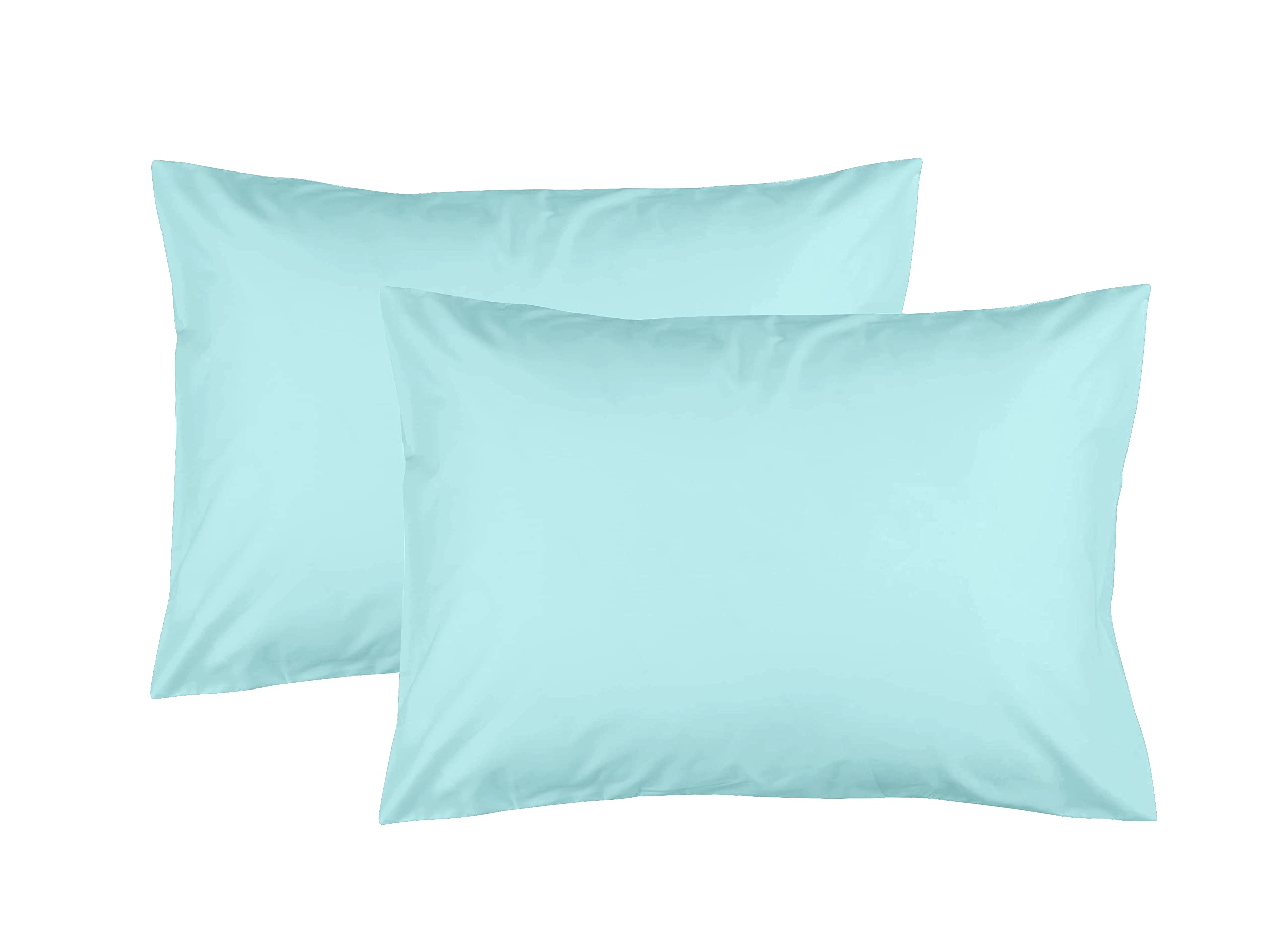FEATHER & STITCH NEW YORK 100% Cotton 2 Piece King Pillow Cases, 300TC Ultra-Soft Pillowcases with Envelope Closure, Wrinkle- Fade- Stain Resistant - 20x40 inches (King/Pillowcase, Aqua)