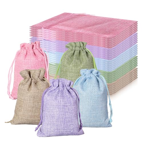 Zasjon 30 Pièces Sachets 10x14cm Sacs en Lin avec Cordon de Serrage, Petits Pochon Tissu Sachet Lavande Vide, Réutilisable Pochette Cadeaux, pour Bonbons, Lavande, Bijoux